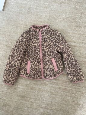 Cat & Jack Leopard Fuzzy/sherpa Jacket with Pink Trim Small 6/7